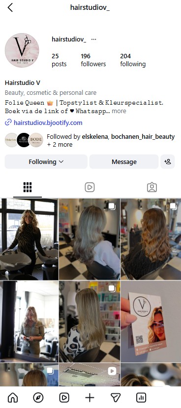 Instagram overzicht Hairstudio V